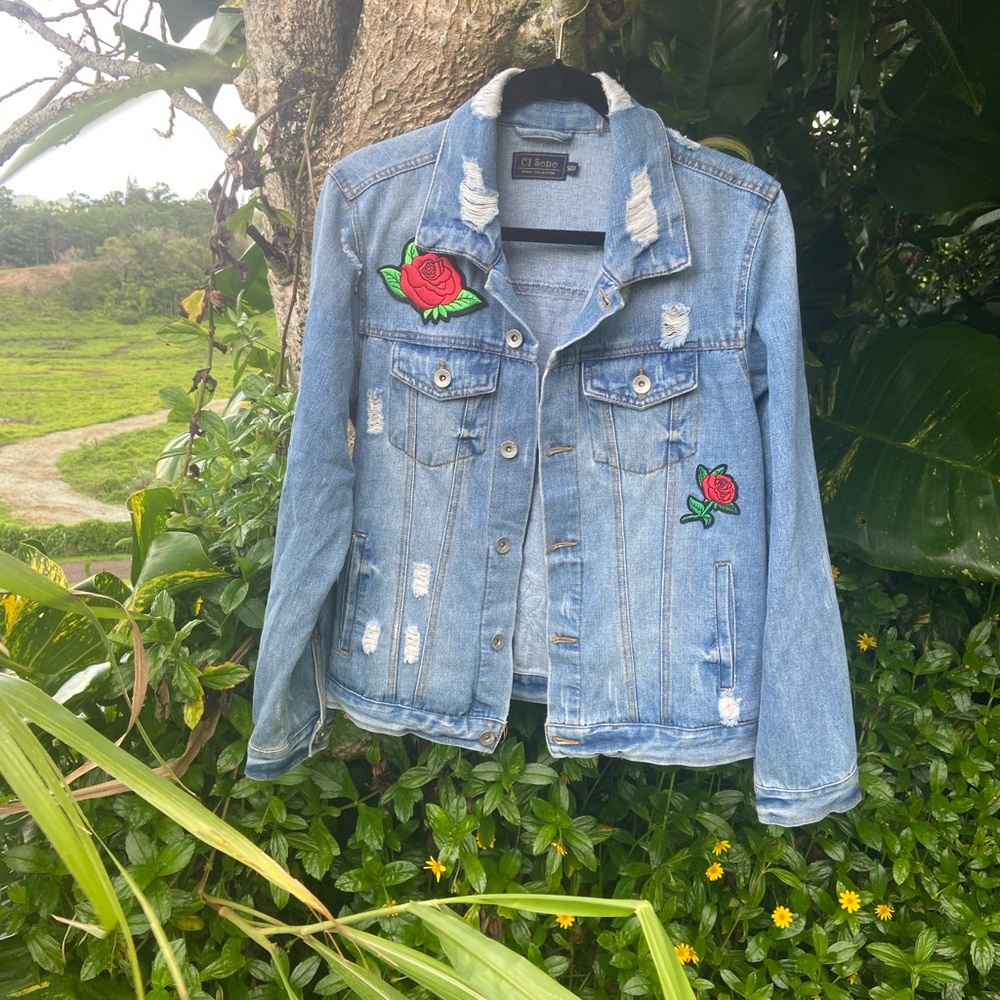 Denim Floral jacket